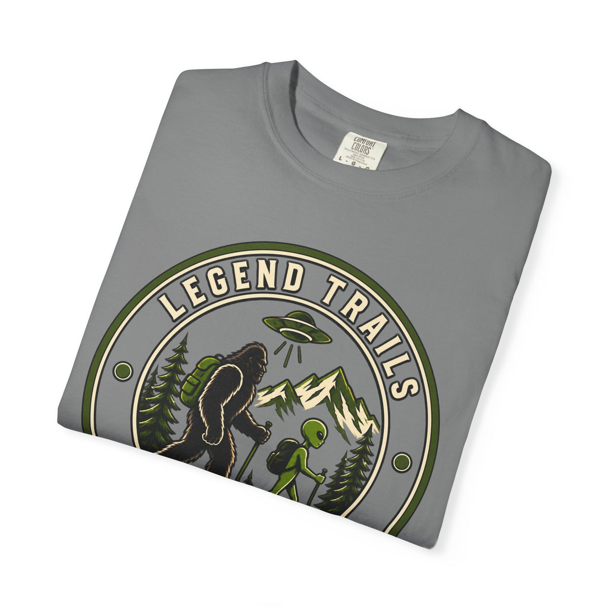 Legend Trails Apparel Co. Hiking T‑Shirt — Bigfoot & Camper Outdoor Graphic Tee