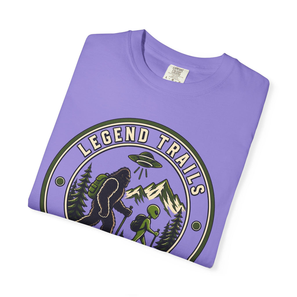 Legend Trails Apparel Co. Hiking T‑Shirt — Bigfoot & Camper Outdoor Graphic Tee