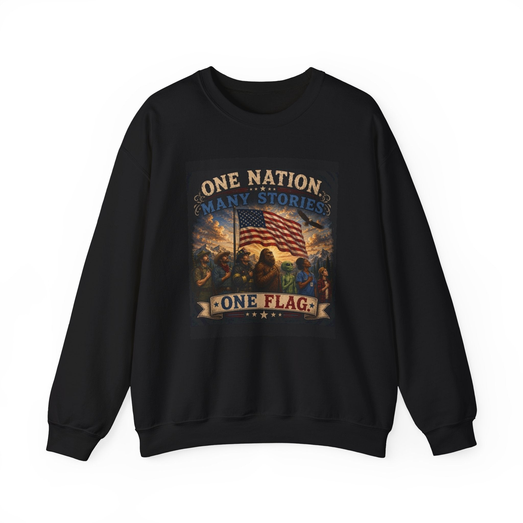 Crewneck Sweatshirt — "One Nation, One Flag" Patriotic American Flag Graphic