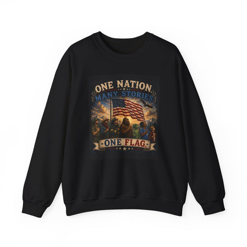 Crewneck Sweatshirt — "One Nation, One Flag" Patriotic American Flag Graphic