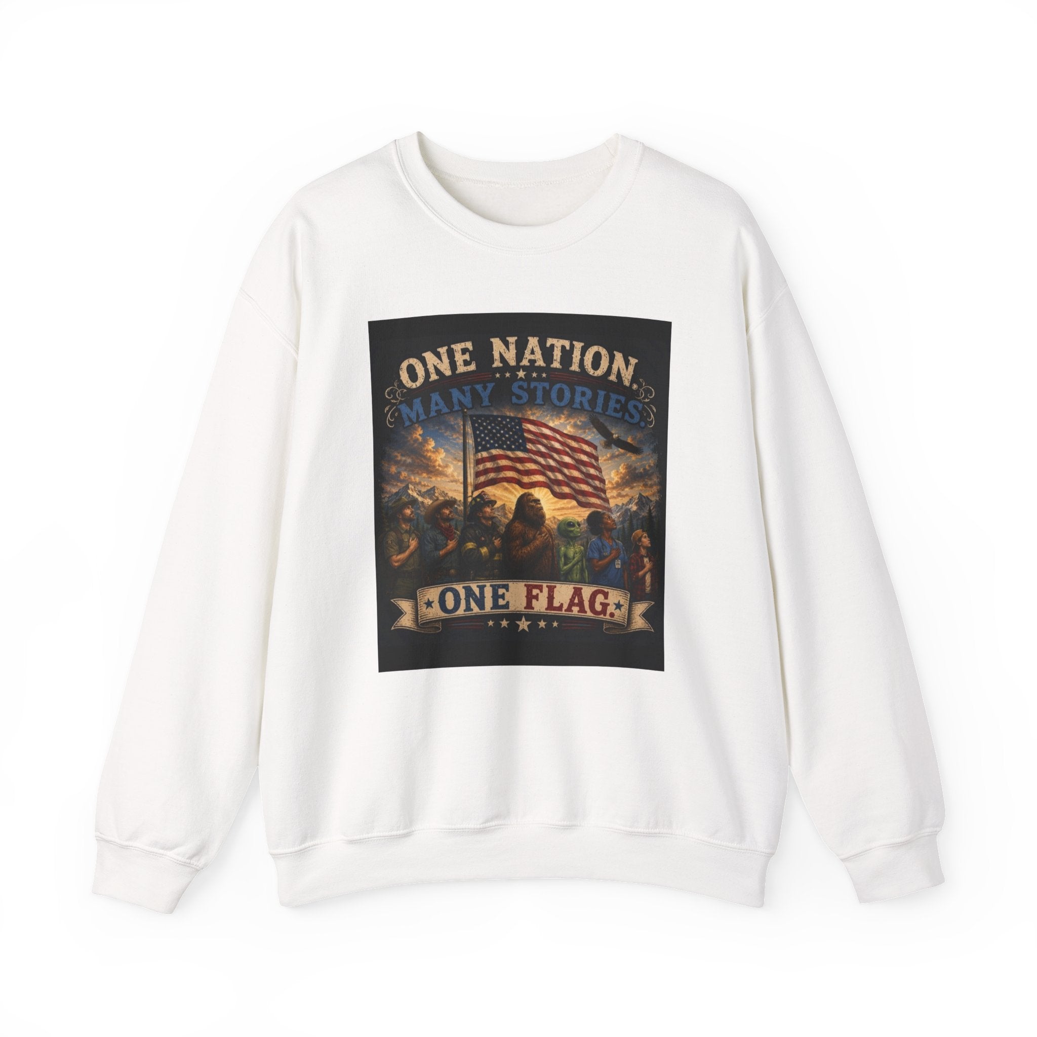 Crewneck Sweatshirt — "One Nation, One Flag" Patriotic American Flag Graphic
