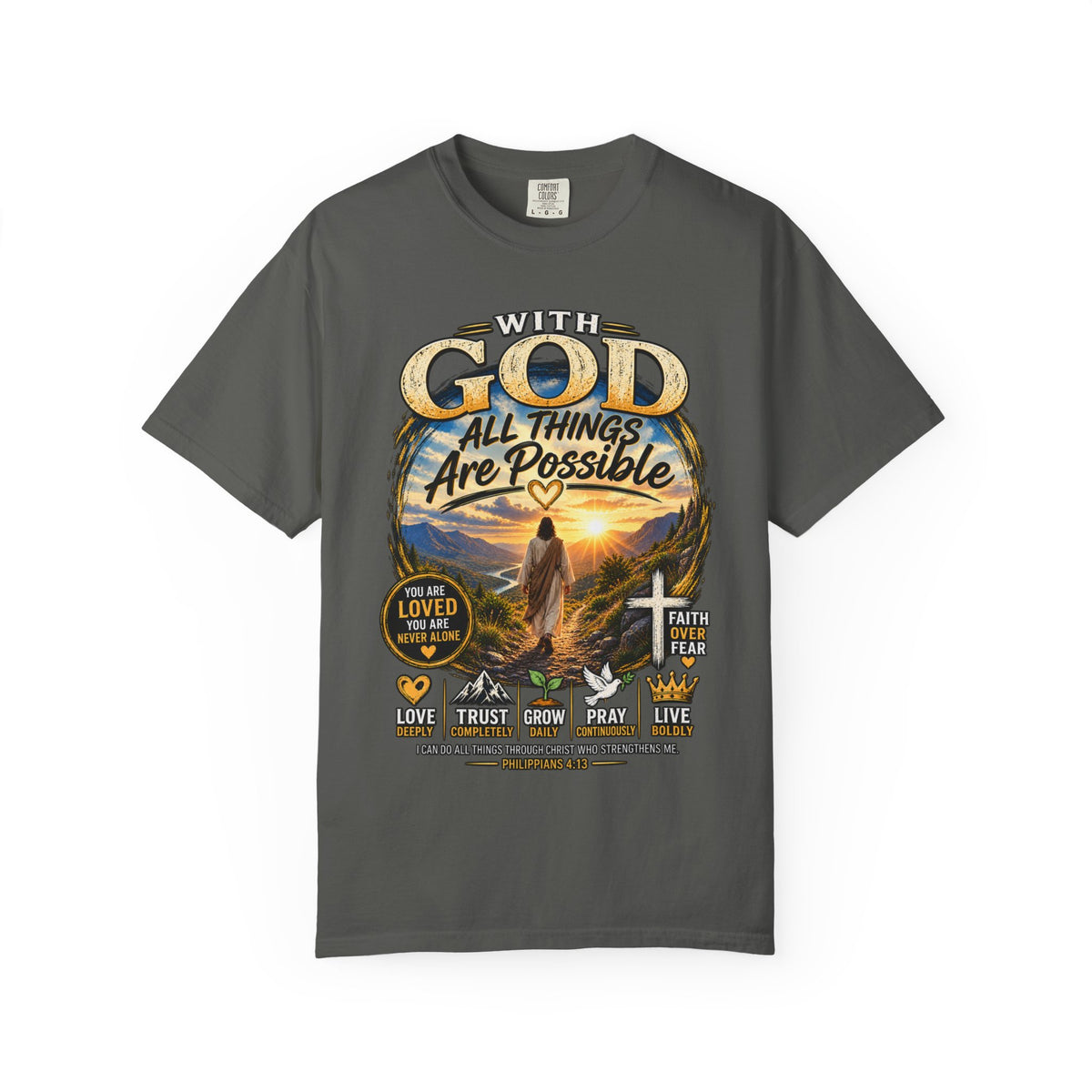 T-Shirt — "With God All Things Are Possible" Inspirational Christian Tee