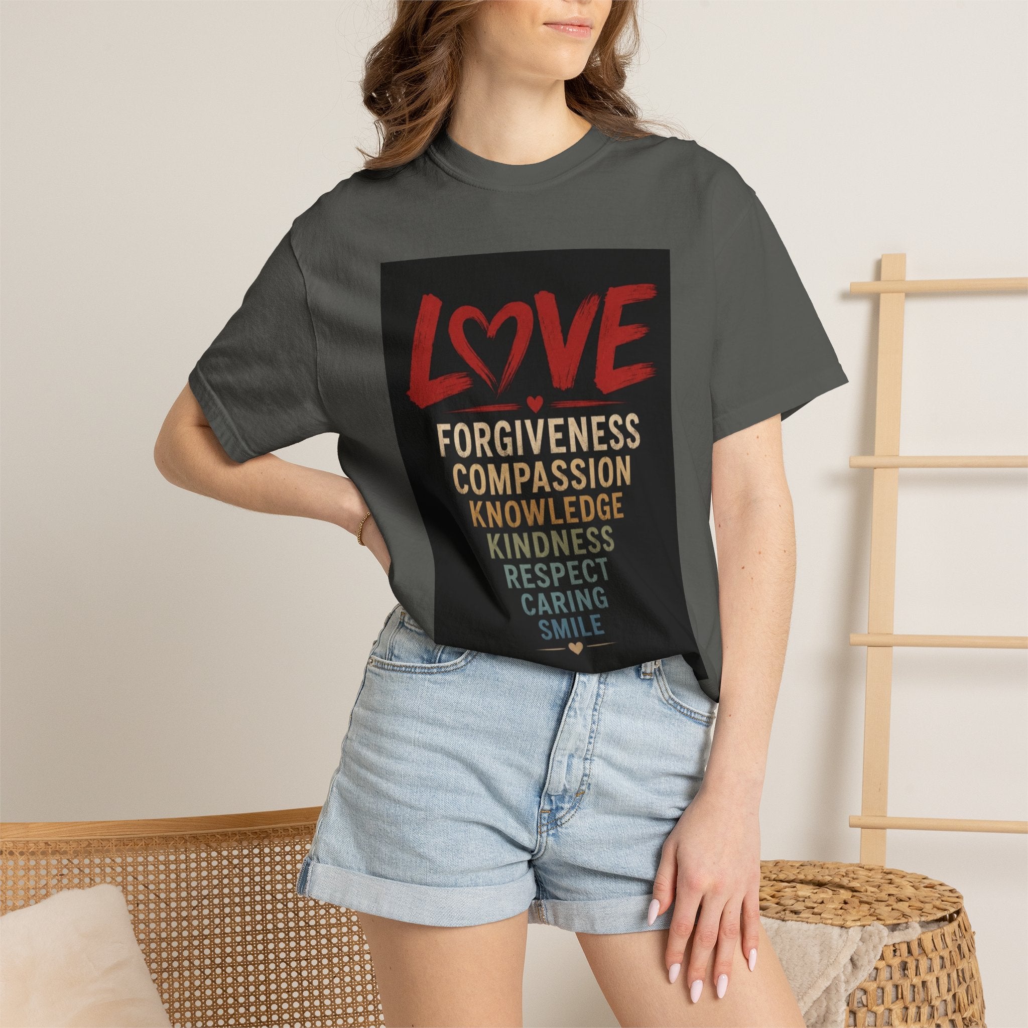 Love Words T-Shirt — Forgiveness, Compassion, Kindness Typography Tee
