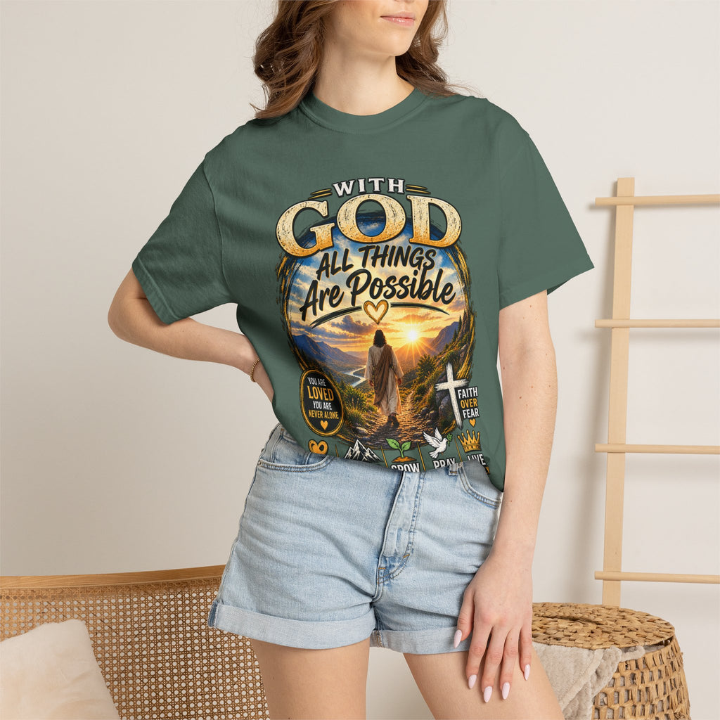 T-Shirt — "With God All Things Are Possible" Inspirational Christian Tee