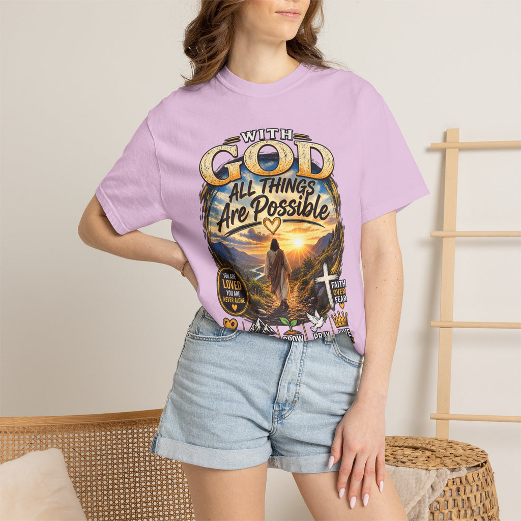 T-Shirt — "With God All Things Are Possible" Inspirational Christian Tee
