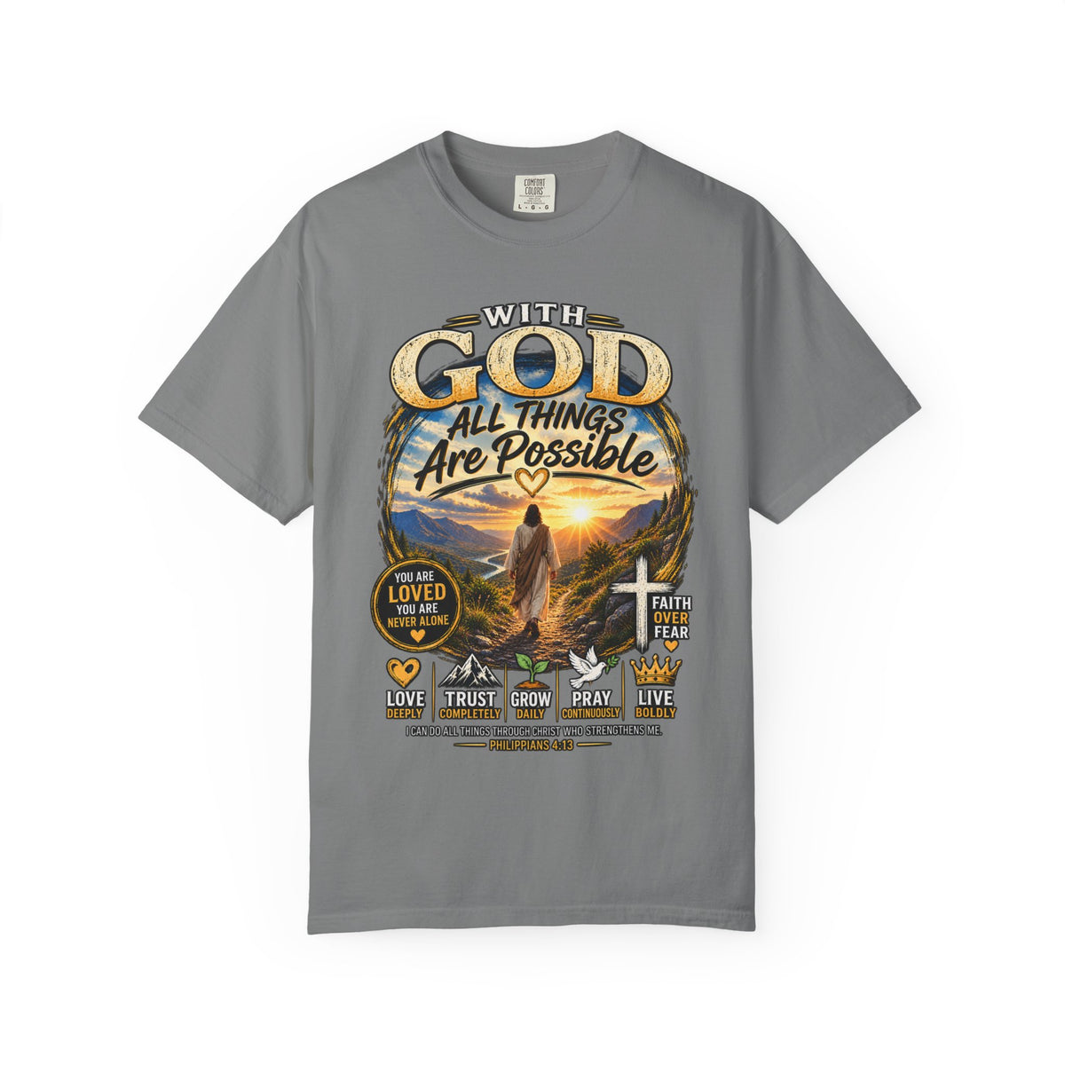T-Shirt — "With God All Things Are Possible" Inspirational Christian Tee