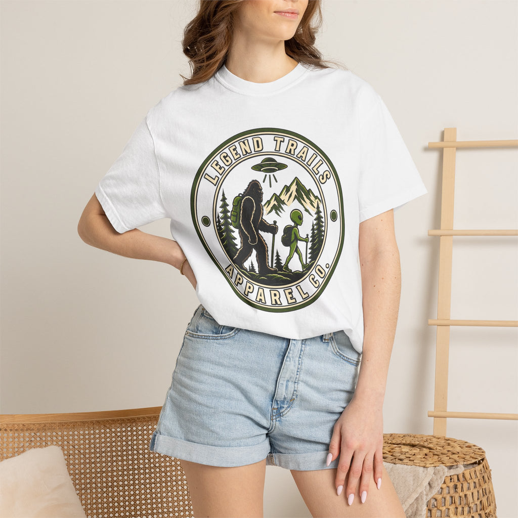 Legend Trails Apparel Co. Hiking T‑Shirt — Bigfoot & Camper Outdoor Graphic Tee