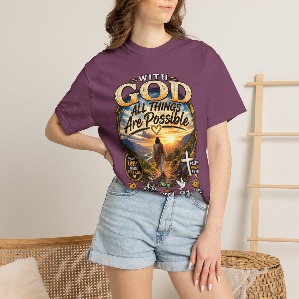 T-Shirt — "With God All Things Are Possible" Inspirational Christian Tee