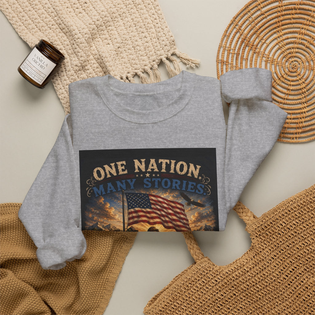 Crewneck Sweatshirt — "One Nation, One Flag" Patriotic American Flag Graphic