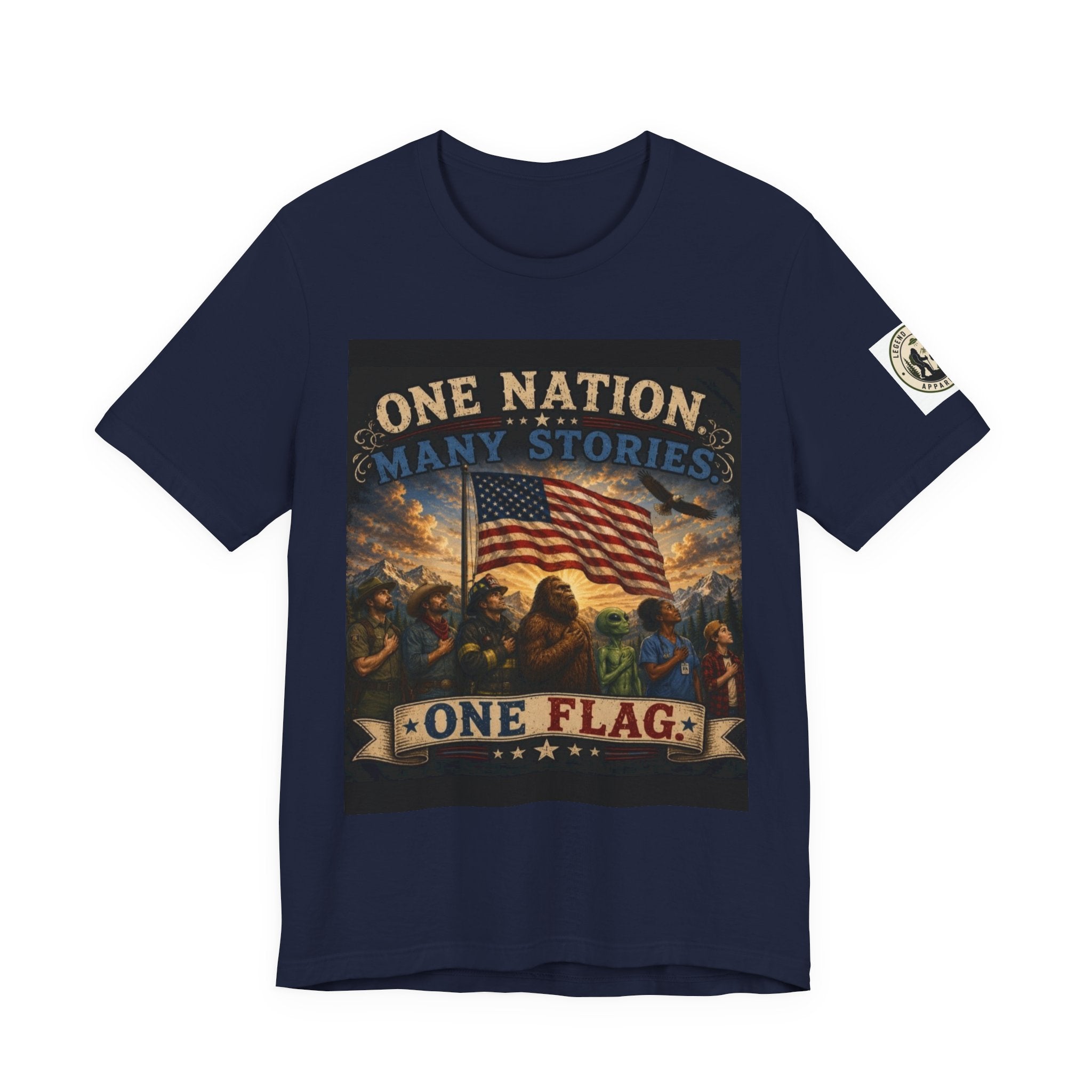 Patriotic Tee — "One Nation Many Stories, One Flag" Graphic T-Shirt