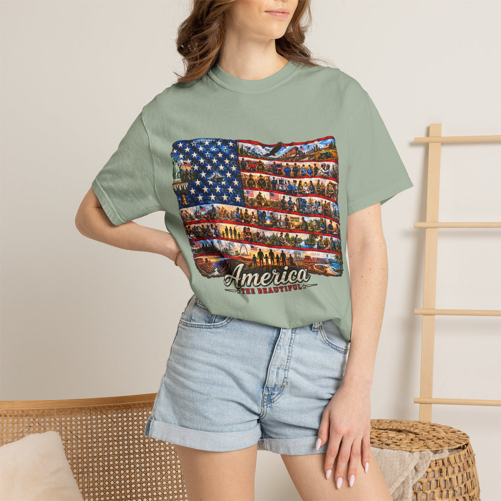 Patriotic 'America the Beautiful' Flag T-Shirt