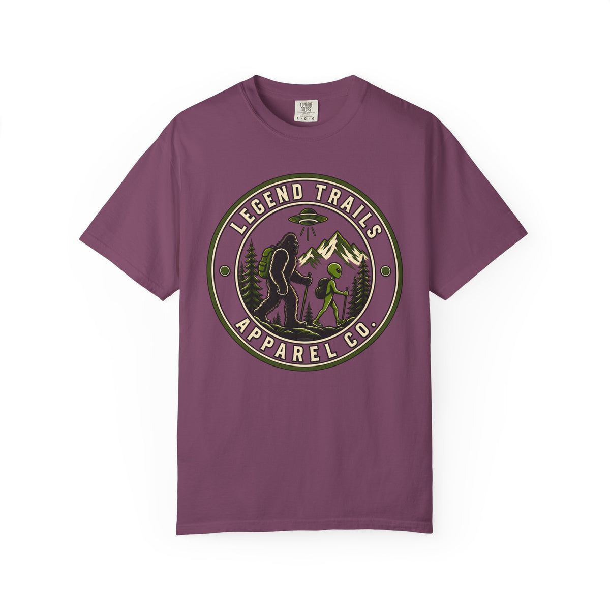 Legend Trails Apparel Co. Hiking T‑Shirt — Bigfoot & Camper Outdoor Graphic Tee