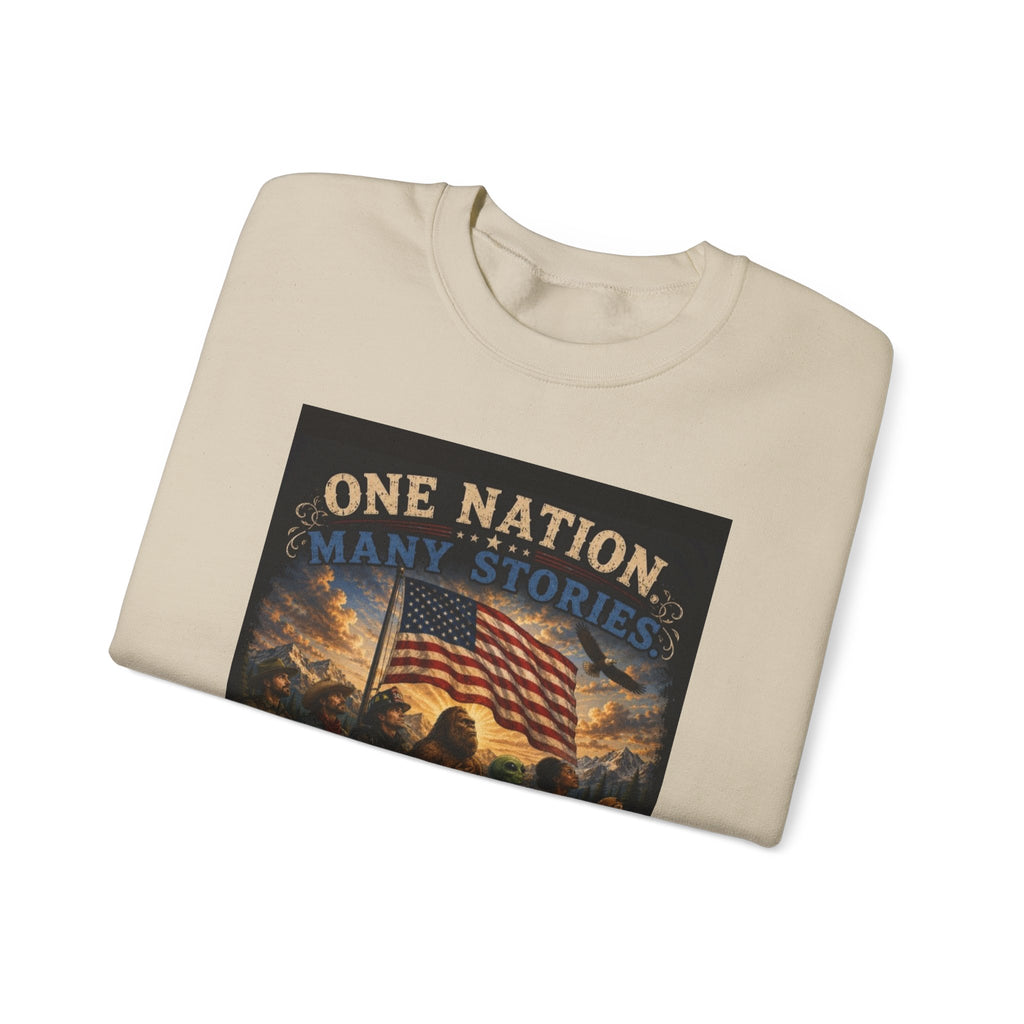 Crewneck Sweatshirt — "One Nation, One Flag" Patriotic American Flag Graphic