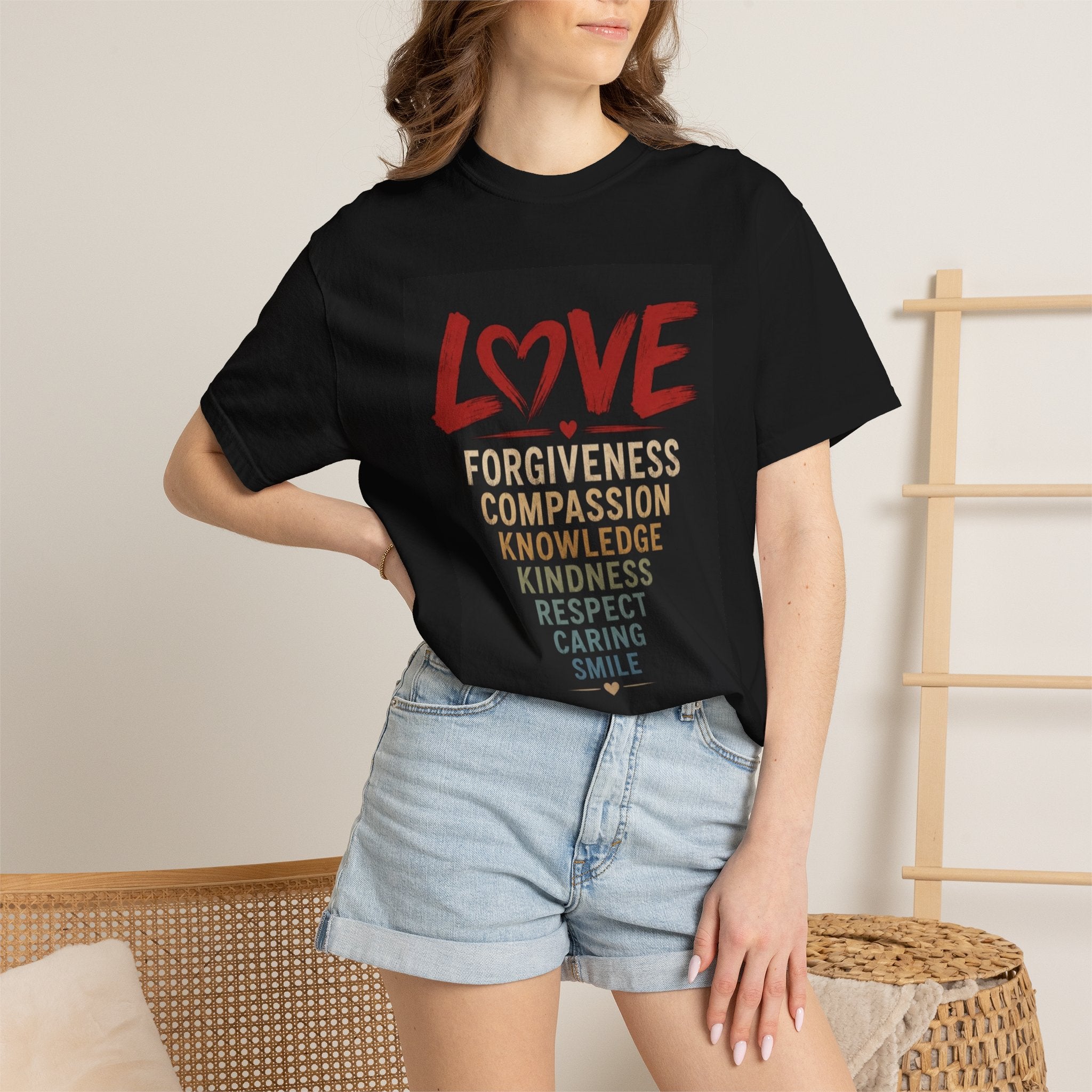 Love Words T-Shirt — Forgiveness, Compassion, Kindness Typography Tee