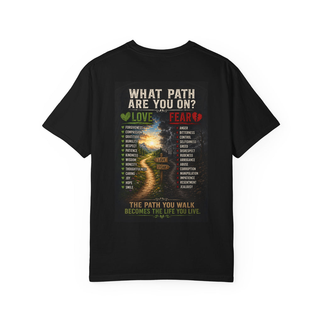 Christian T-Shirt — "What Path Are You On?" 1 Corinthians 16:14 Inspirational Tee