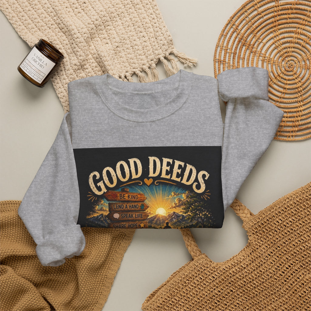 Sweatshirt — "Good Deeds Make a Great Day" Scenic Motivational Crewneck