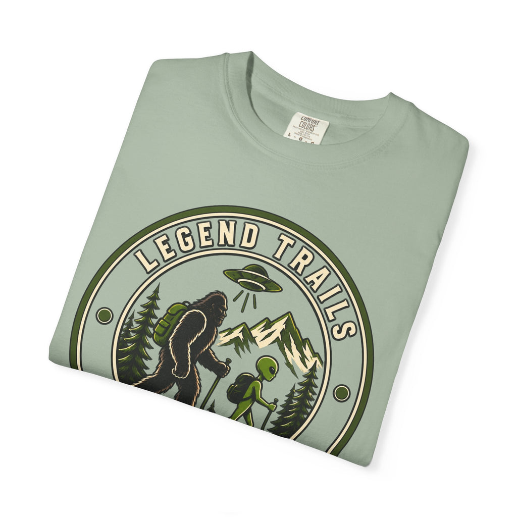 Legend Trails Apparel Co. Hiking T‑Shirt — Bigfoot & Camper Outdoor Graphic Tee