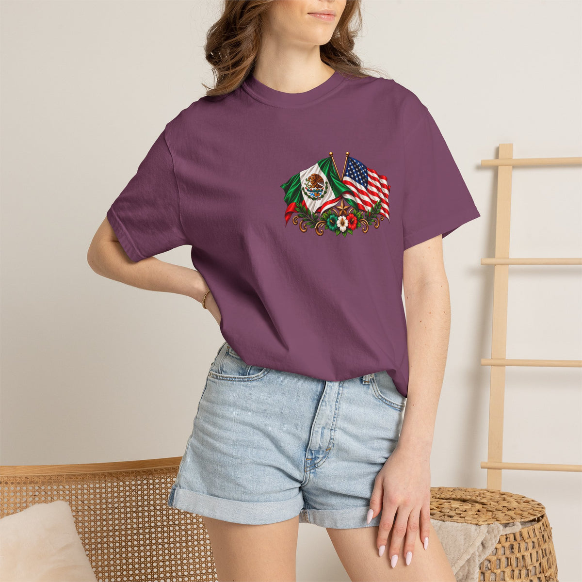 Proud of My Roots T-Shirt — "Orgulloso de mis Raíces / Orgulloso de ser Americano" USA-Mexico Heritage Tee