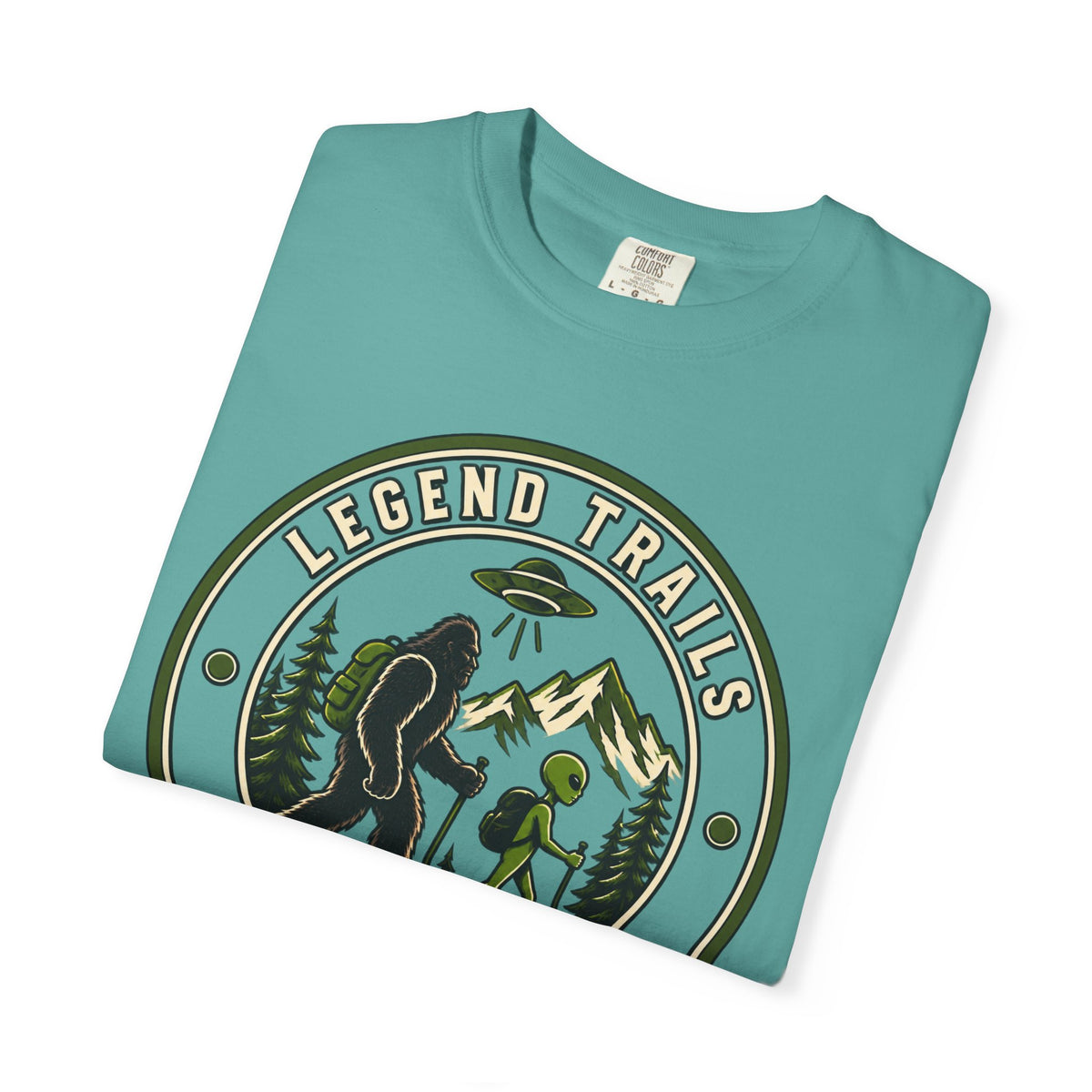 Legend Trails Apparel Co. Hiking T‑Shirt — Bigfoot & Camper Outdoor Graphic Tee