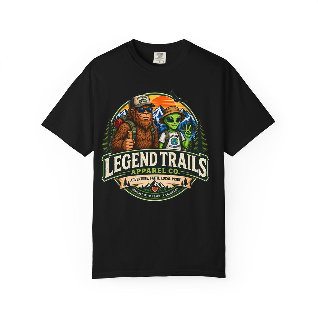 Legend Trails T-Shirt — Bigfoot & Alien Adventure Graphic Tee