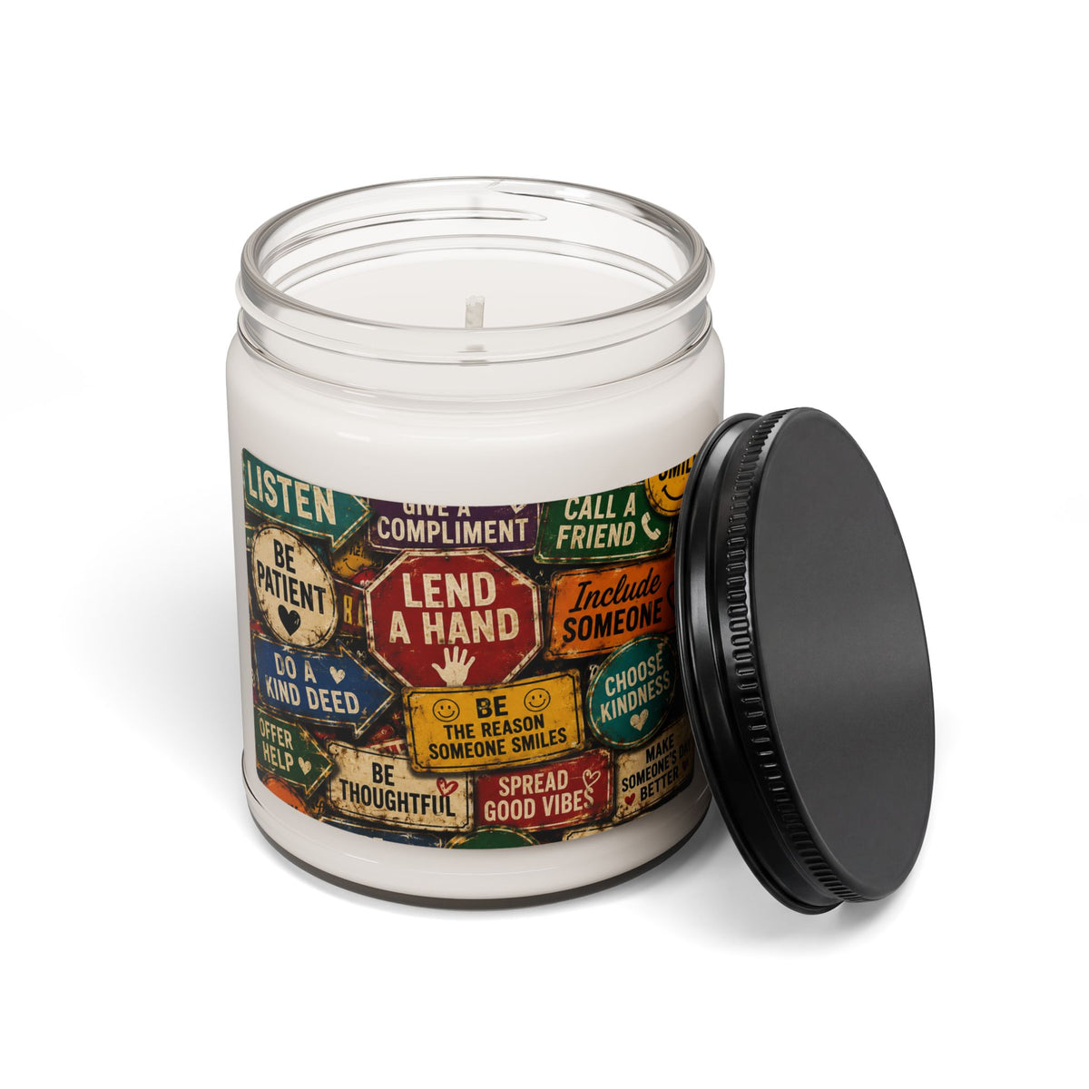 Scented Soy Candle — 'Lend a Hand' Inspirational Signs Jar