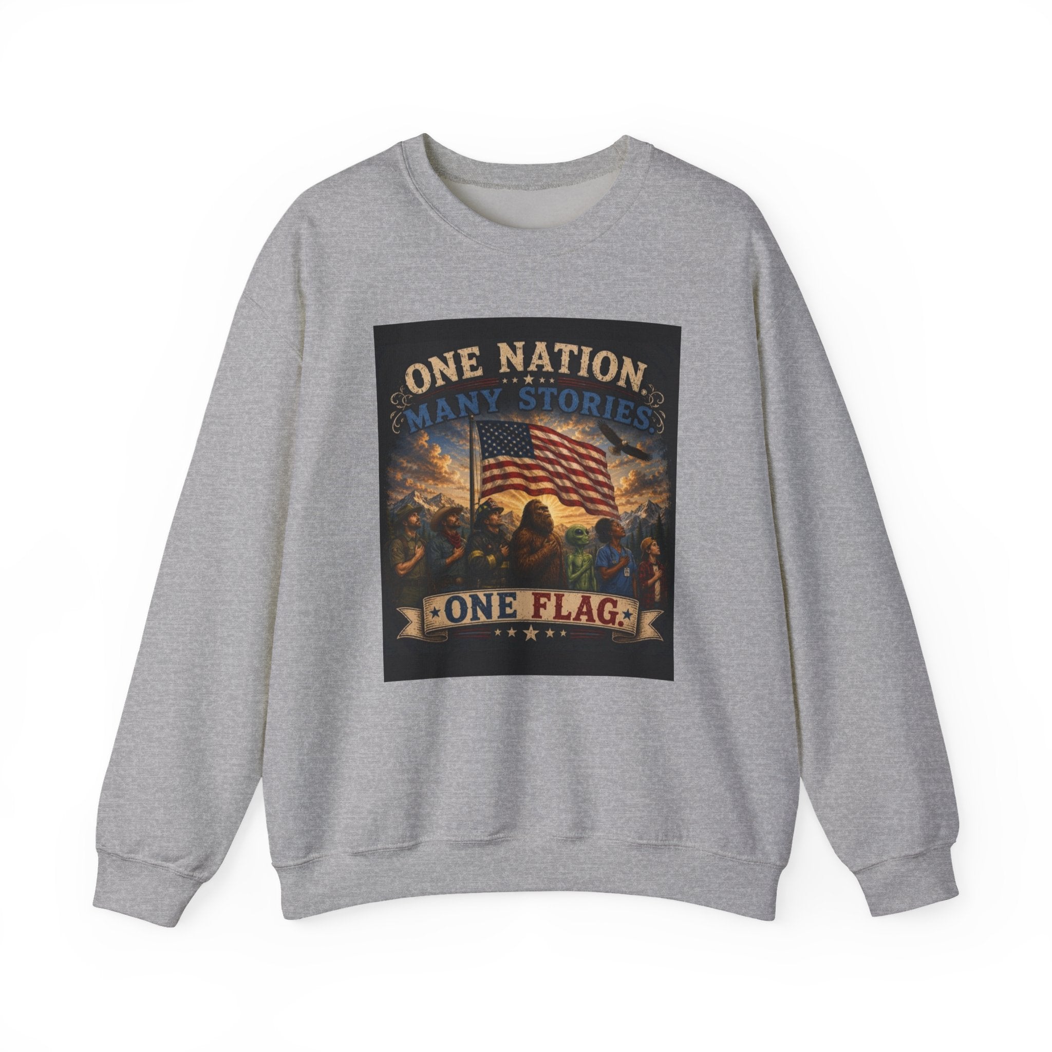 Crewneck Sweatshirt — "One Nation, One Flag" Patriotic American Flag Graphic