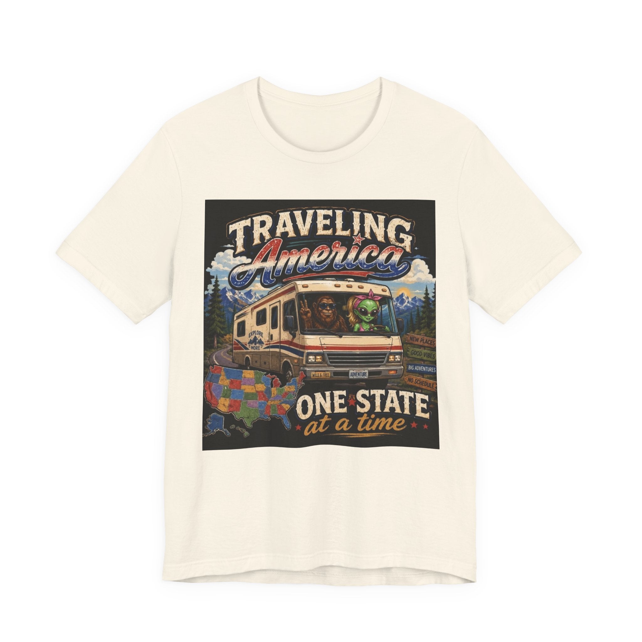 Traveling America RV Tee — "One State at a Time" Road Trip T‑Shirt