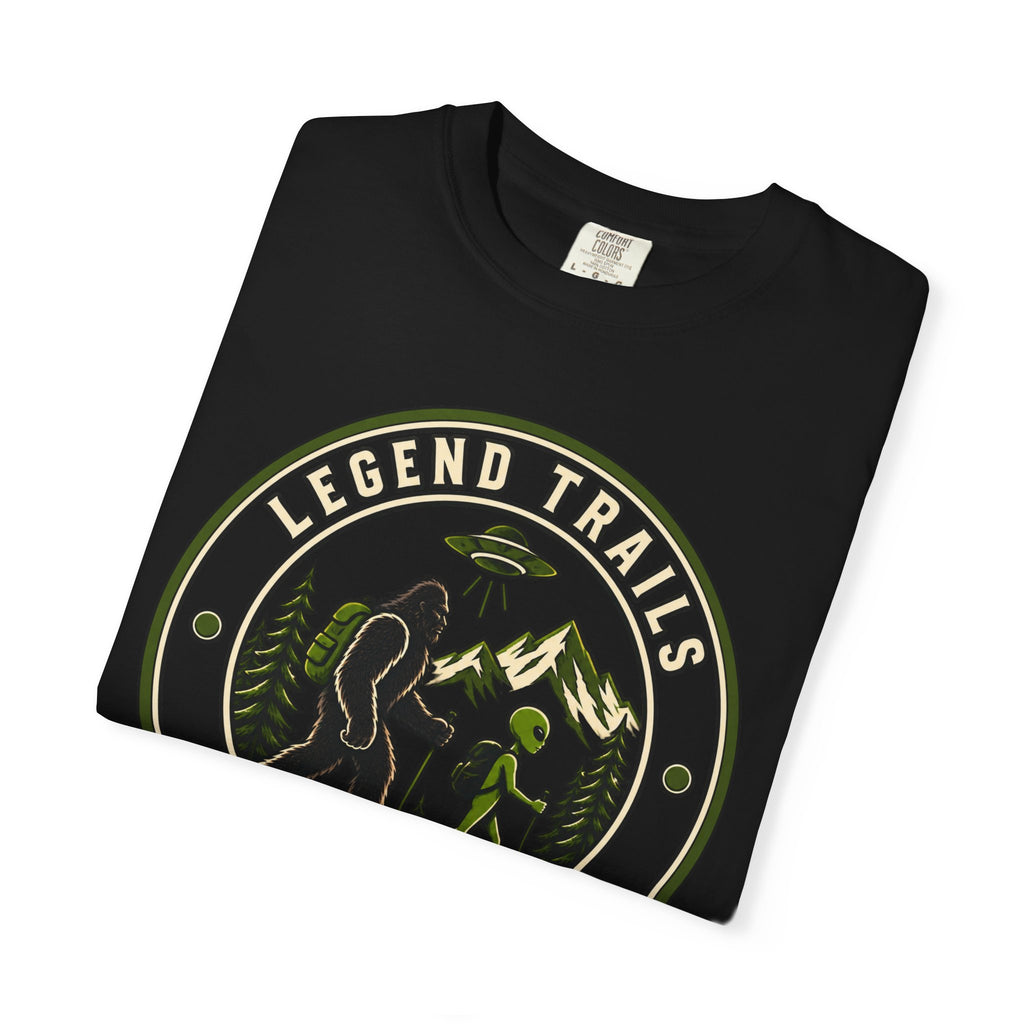 Legend Trails Apparel Co. Hiking T‑Shirt — Bigfoot & Camper Outdoor Graphic Tee
