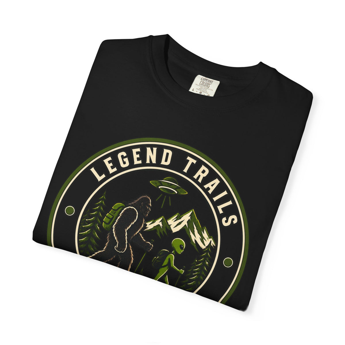 Legend Trails Apparel Co. Hiking T‑Shirt — Bigfoot & Camper Outdoor Graphic Tee
