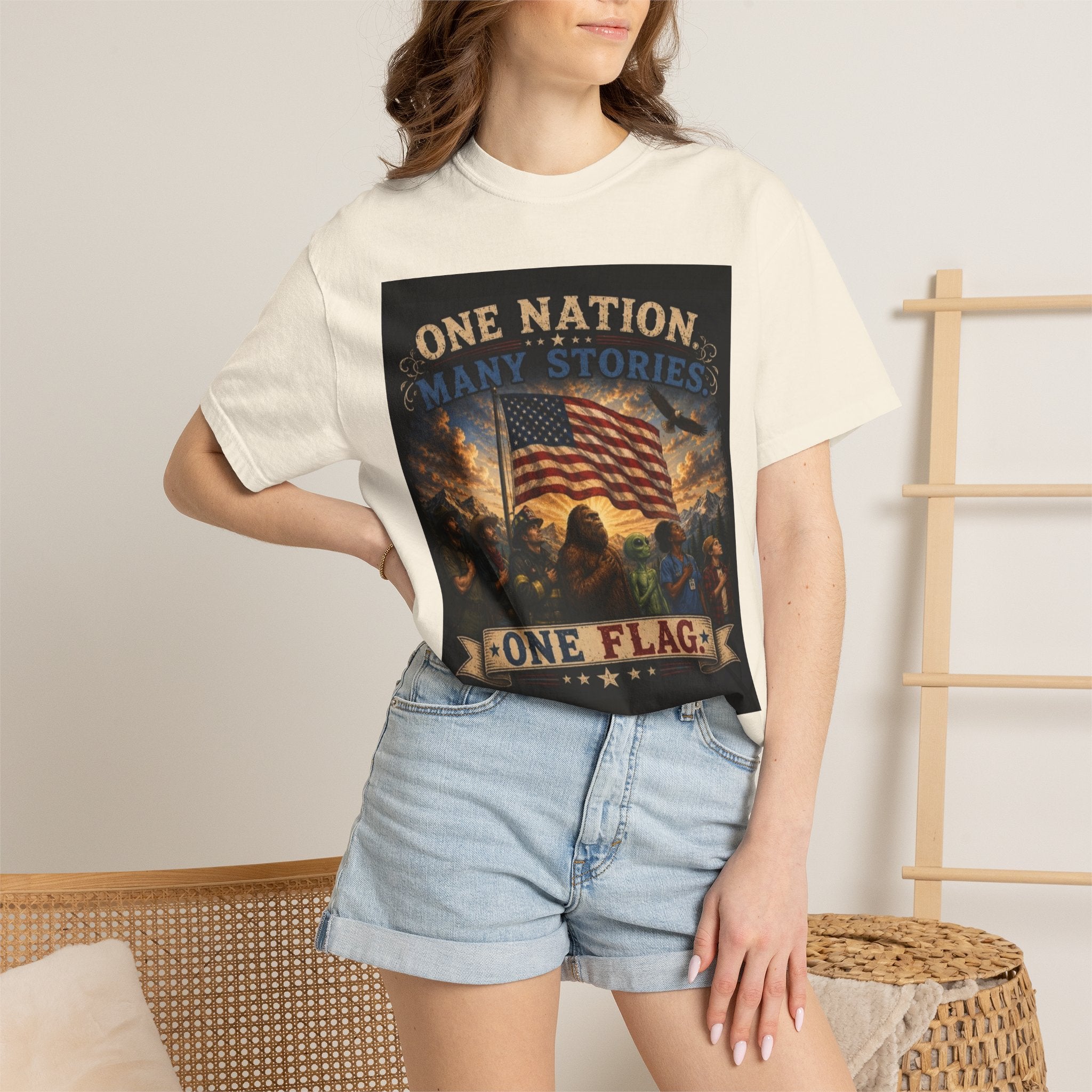One Nation, One Flag T-Shirt — Patriotic American Flag Graphic Tee