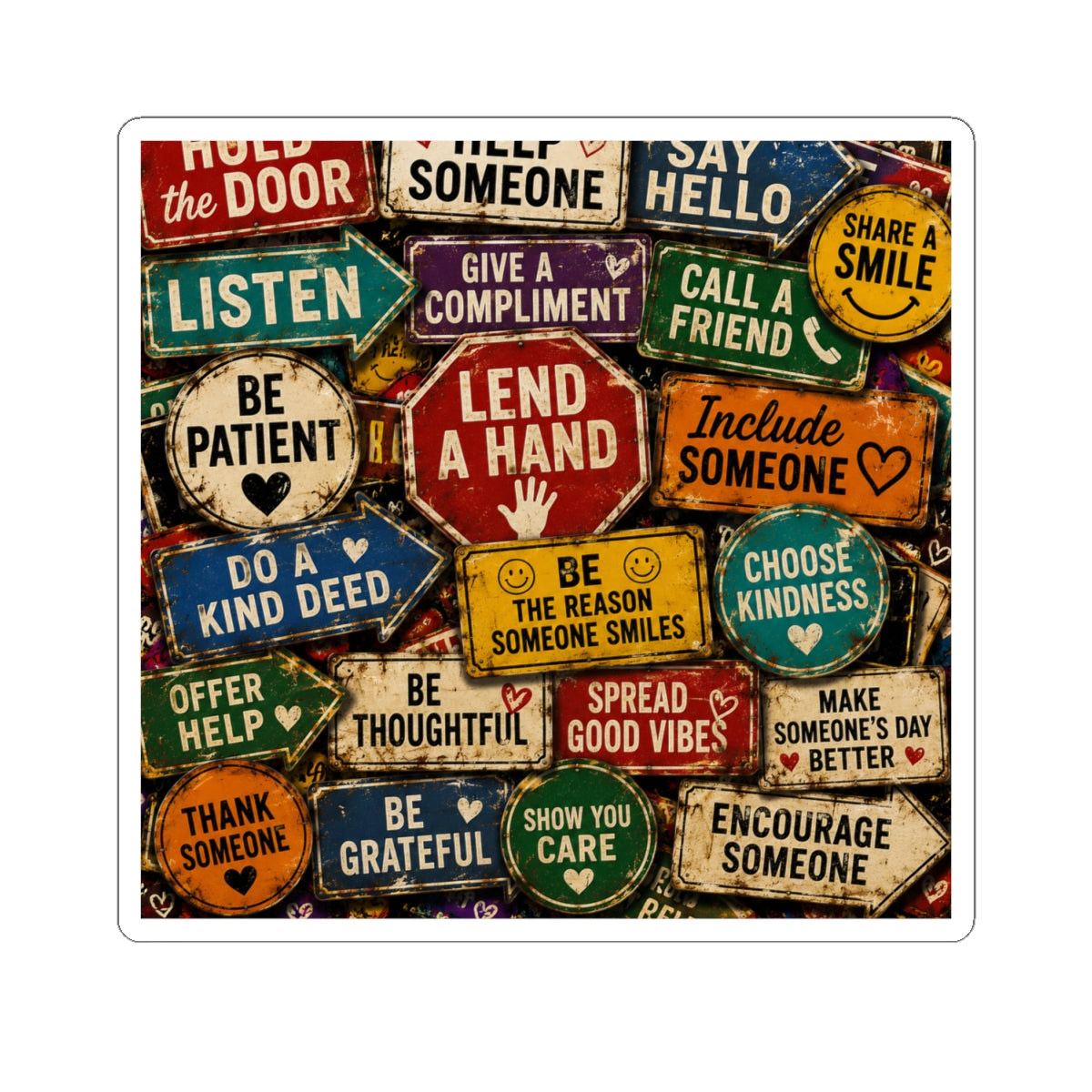 Kindness Signs Kiss-Cut Sticker — Positive Message Sticker Sheet