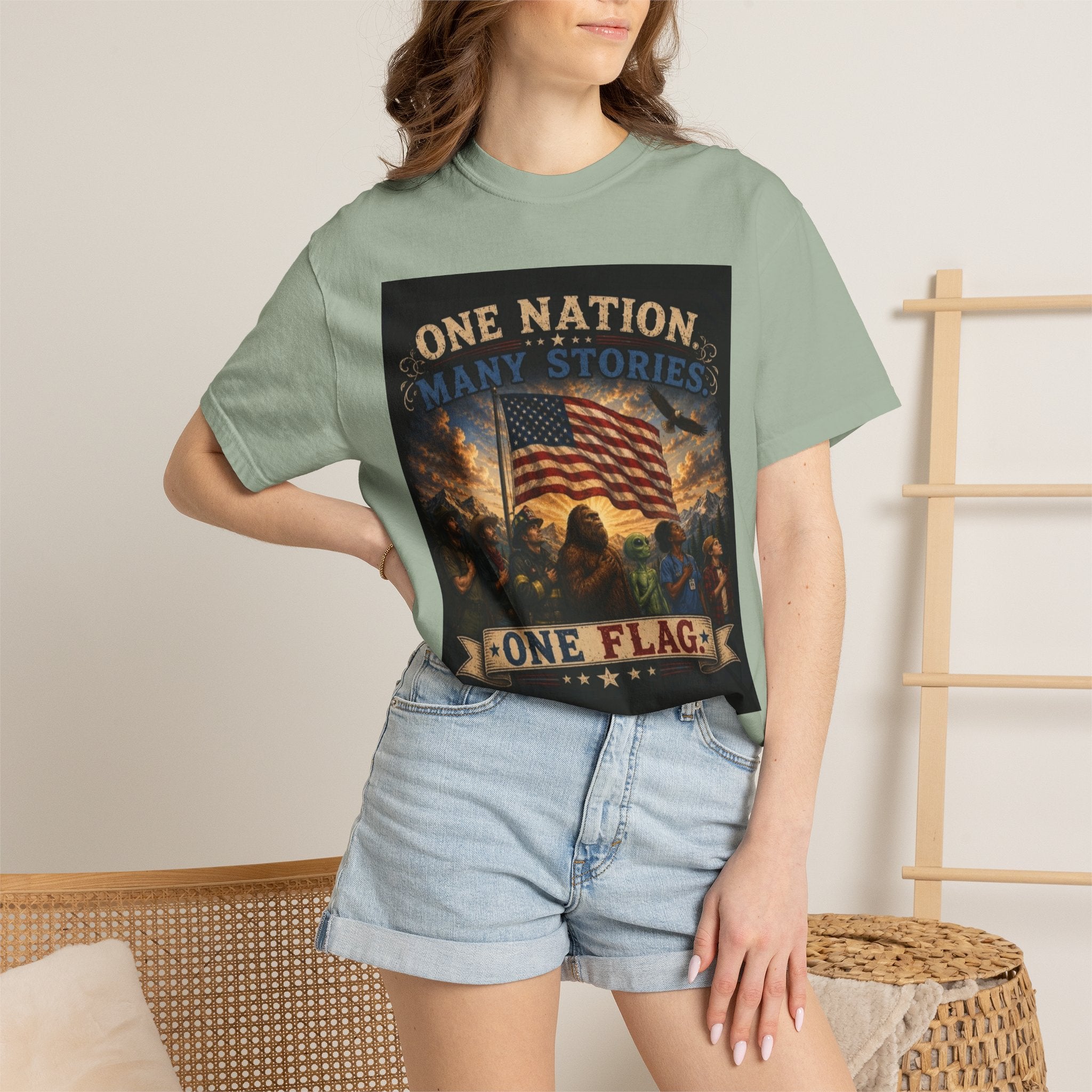 One Nation, One Flag T-Shirt — Patriotic American Flag Graphic Tee
