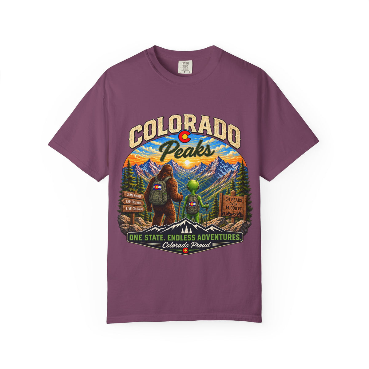 Colorado Peaks T-Shirt — One State, Endless Adventures Outdoor Graphic Tee