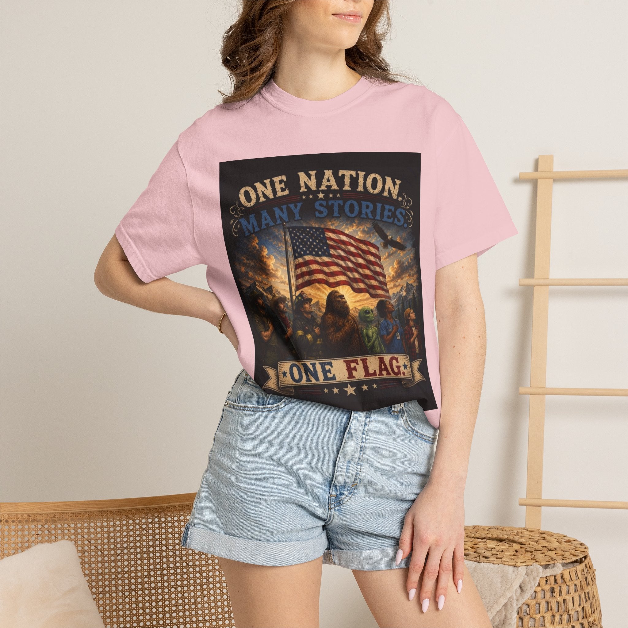 One Nation, One Flag T-Shirt — Patriotic American Flag Graphic Tee