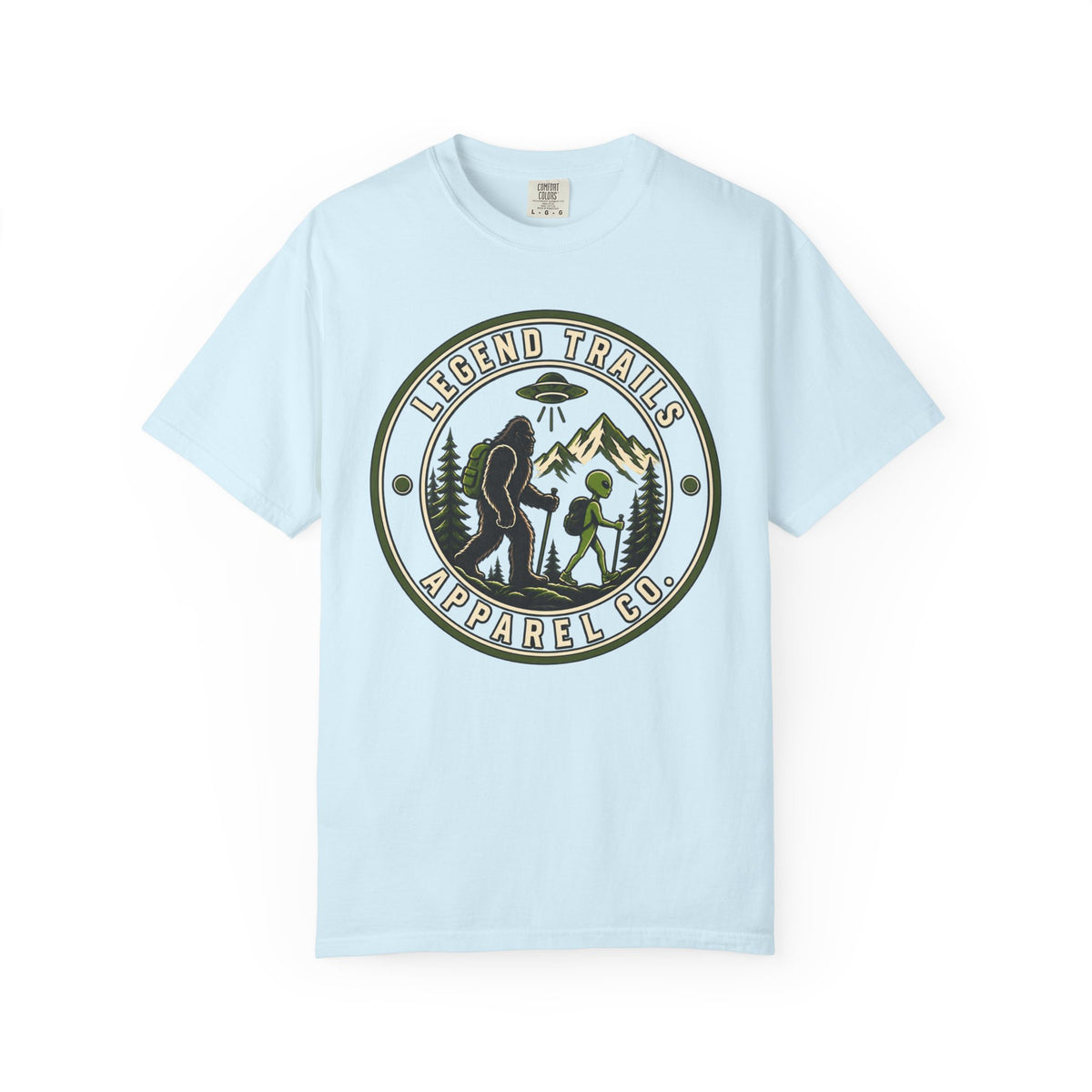 Legend Trails Apparel Co. Hiking T‑Shirt — Bigfoot & Camper Outdoor Graphic Tee