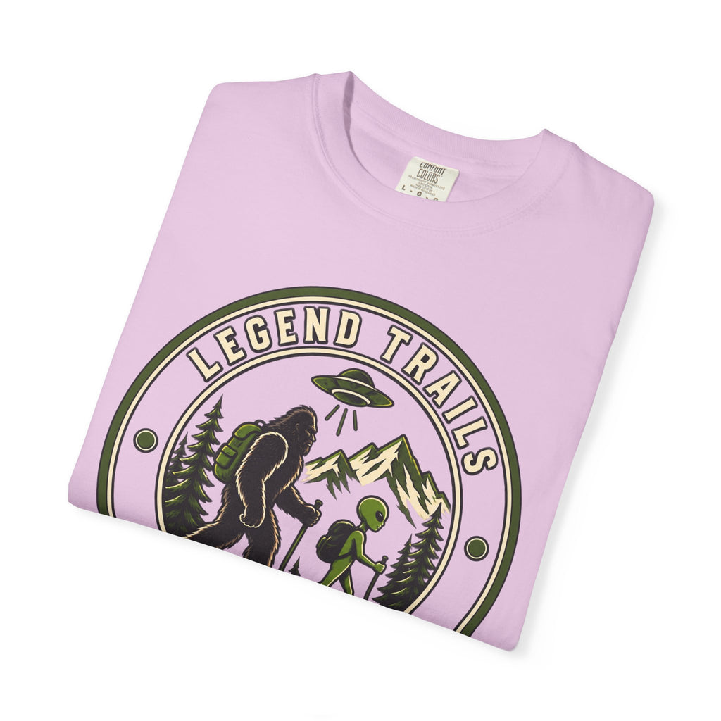 Legend Trails Apparel Co. Hiking T‑Shirt — Bigfoot & Camper Outdoor Graphic Tee
