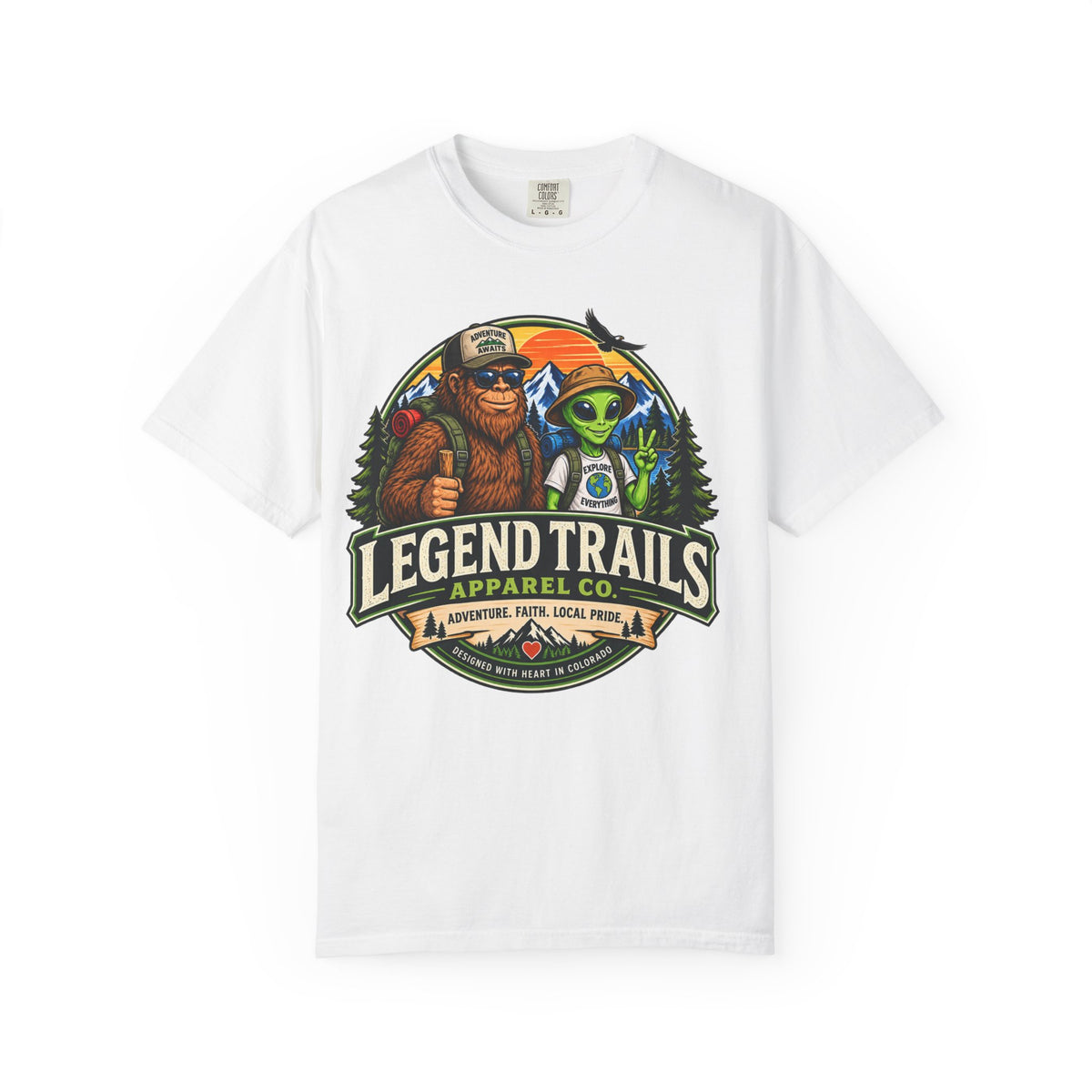 Legend Trails T-Shirt — Bigfoot & Alien Adventure Graphic Tee