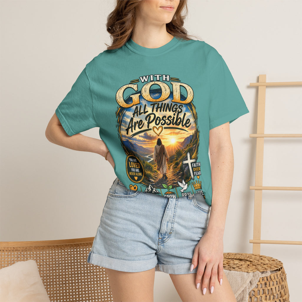 T-Shirt — "With God All Things Are Possible" Inspirational Christian Tee