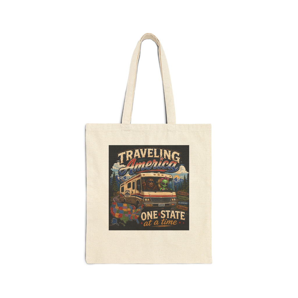 Traveling America Tote Bag – "One State at a Time" Vintage RV Travel Canvas Tote