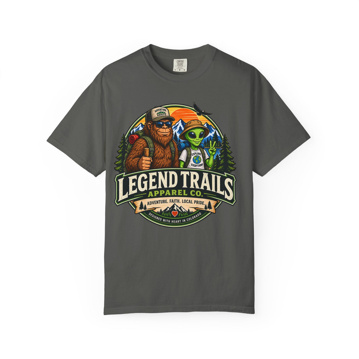 Legend Trails T-Shirt — Bigfoot & Alien Adventure Graphic Tee