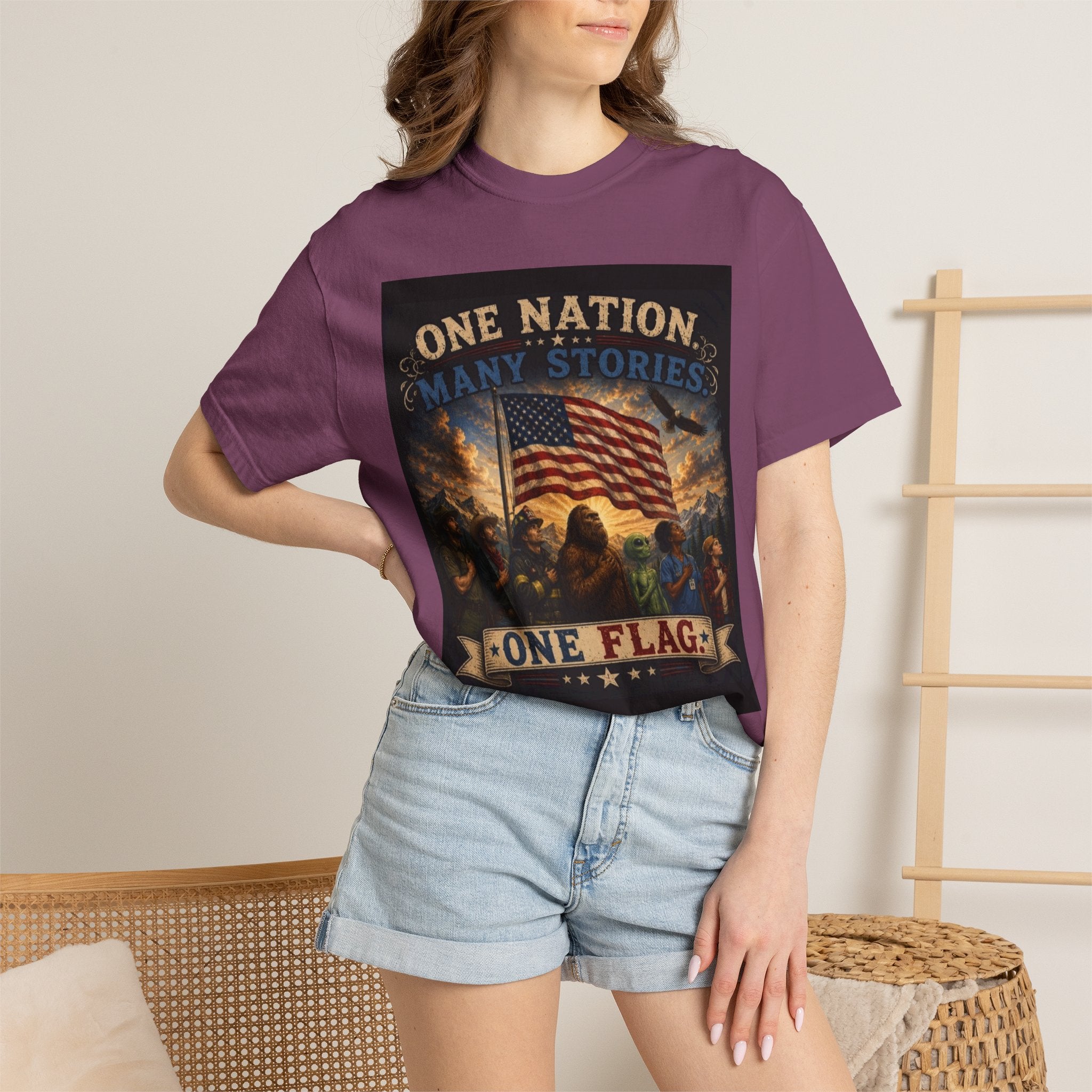 One Nation, One Flag T-Shirt — Patriotic American Flag Graphic Tee