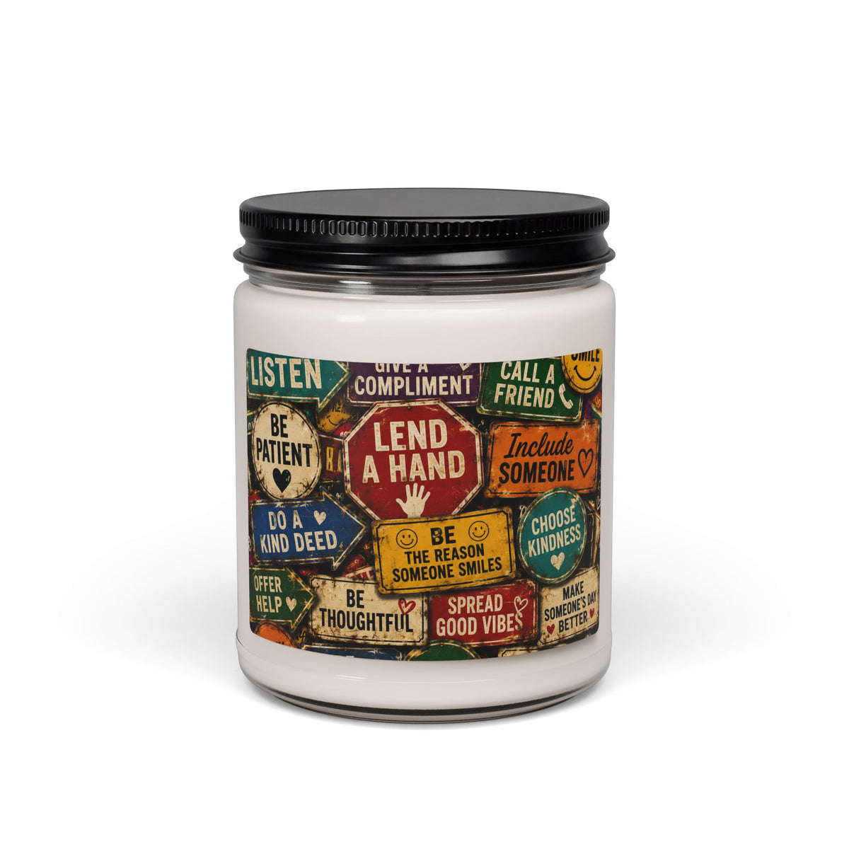 Scented Soy Candle — 'Lend a Hand' Inspirational Signs Jar