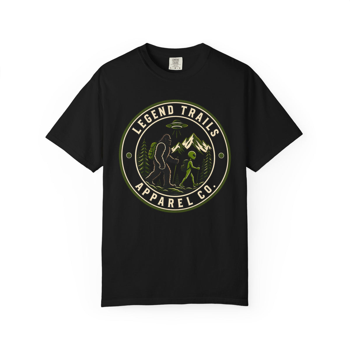Legend Trails Apparel Co. Hiking T‑Shirt — Bigfoot & Camper Outdoor Graphic Tee
