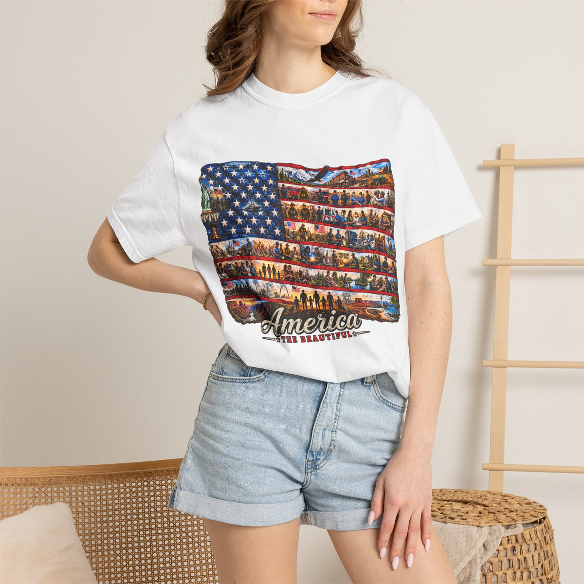 Patriotic 'America the Beautiful' Flag T-Shirt