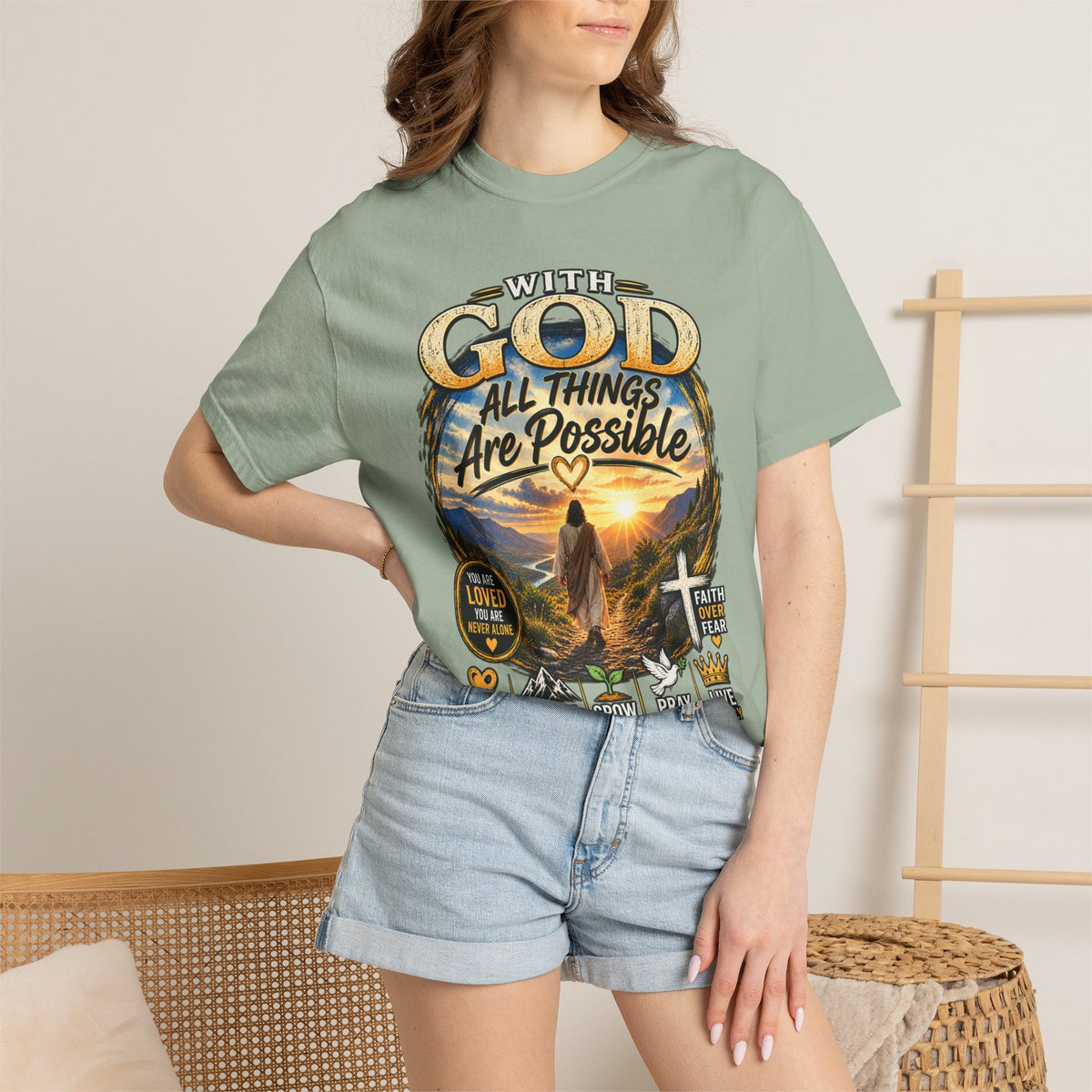 T-Shirt — "With God All Things Are Possible" Inspirational Christian Tee