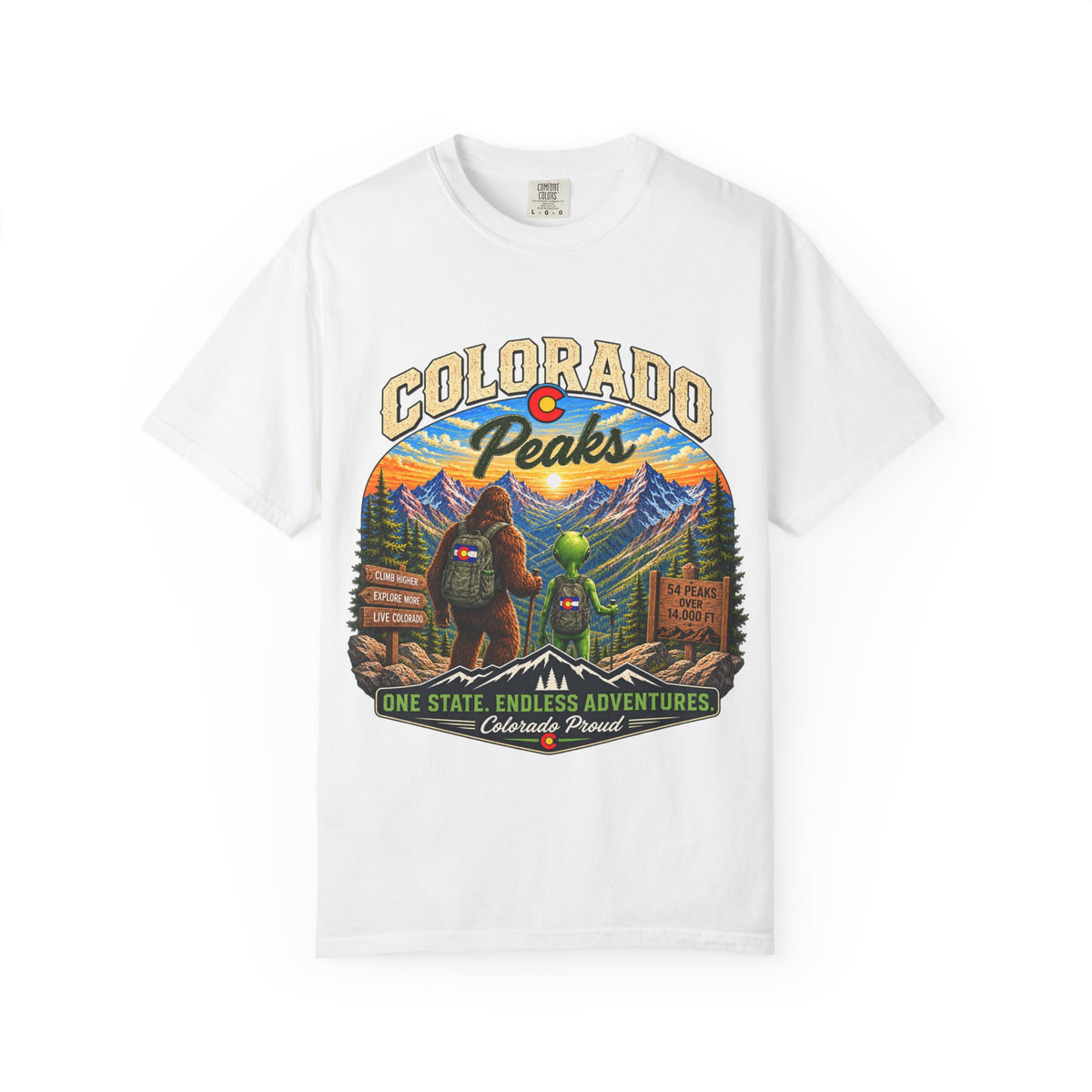 Colorado Peaks T-Shirt — One State, Endless Adventures Outdoor Graphic Tee