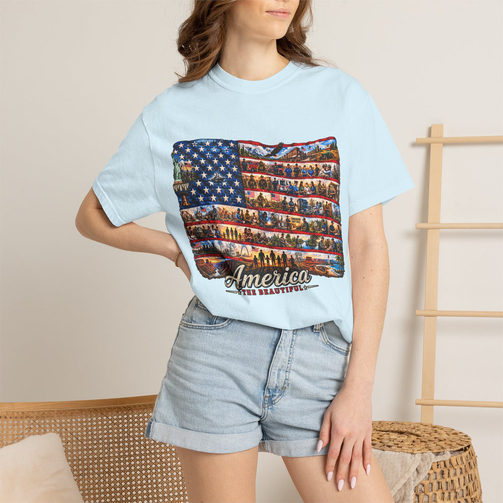 Patriotic 'America the Beautiful' Flag T-Shirt