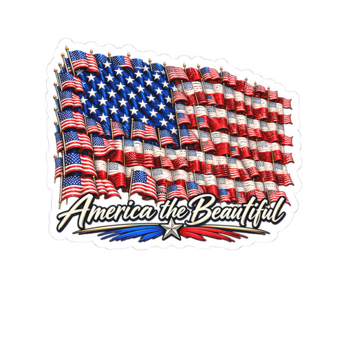 America the Beautiful Flag Sticker — Patriotic Kiss-Cut Decal for Laptops, Water Bottles & Cars