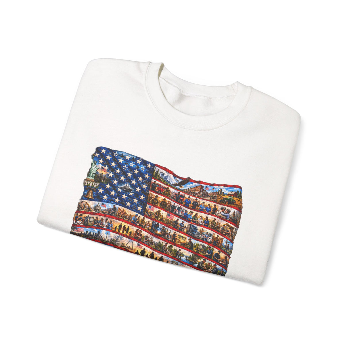 American Flag Crewneck Sweatshirt — "America the Beautiful" Patriotic Pullover