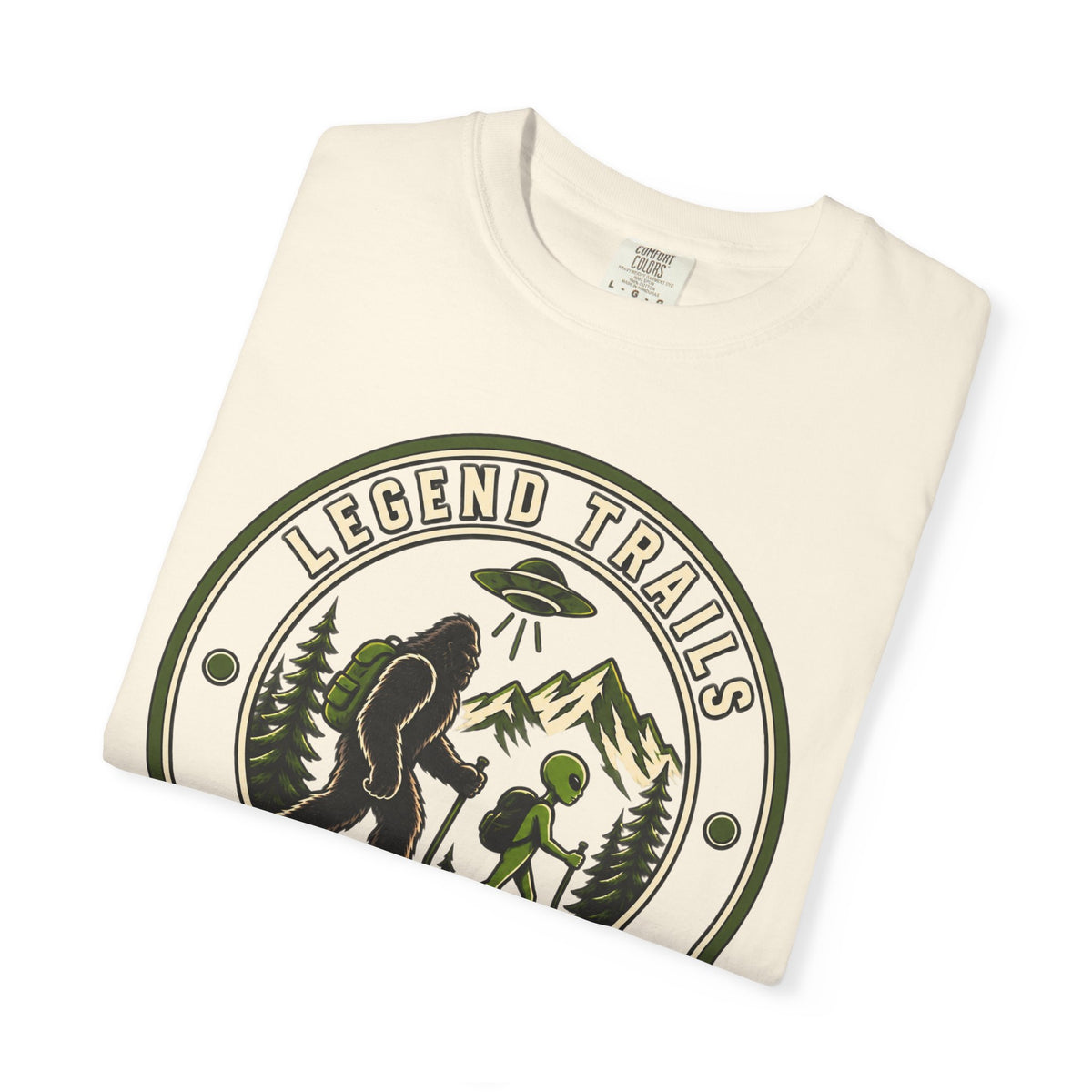 Legend Trails Apparel Co. Hiking T‑Shirt — Bigfoot & Camper Outdoor Graphic Tee